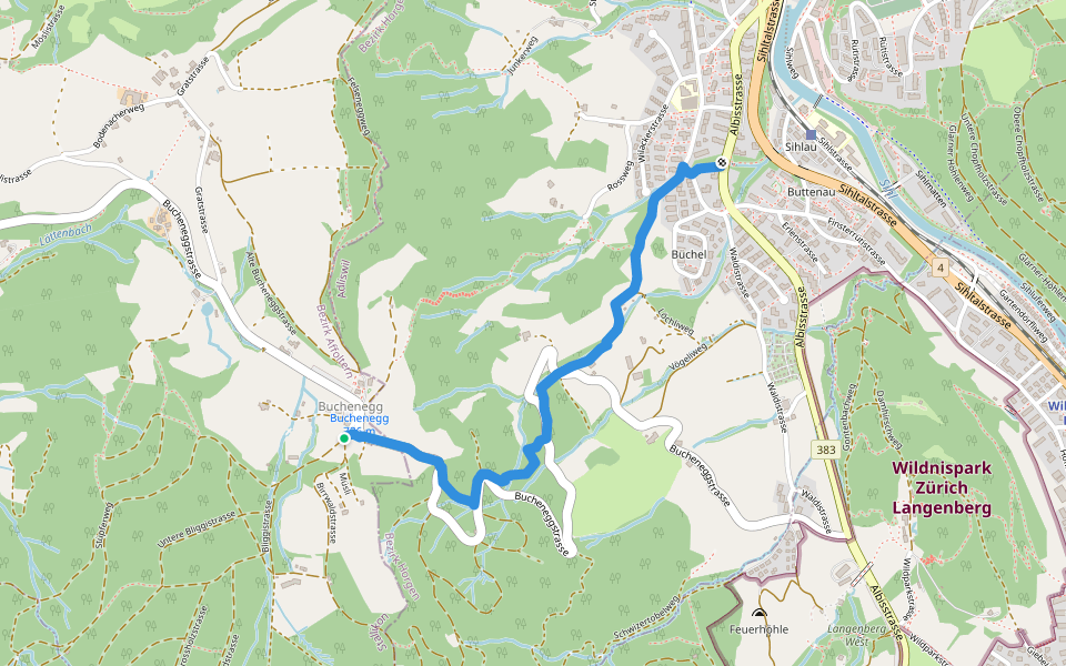 Näfenhüser - Sihlau walking route map in Stallikon