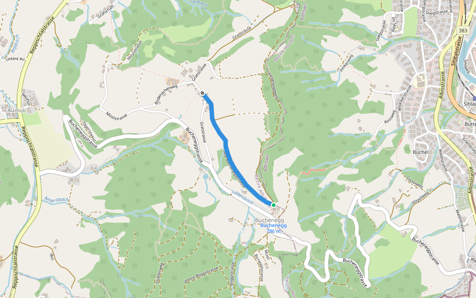 Buechenegg - Hinter Buechenegg walking route map in Stallikon