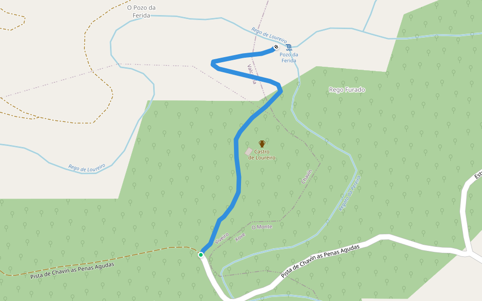 Camiño do Pozo da Ferida walking route map in Xove