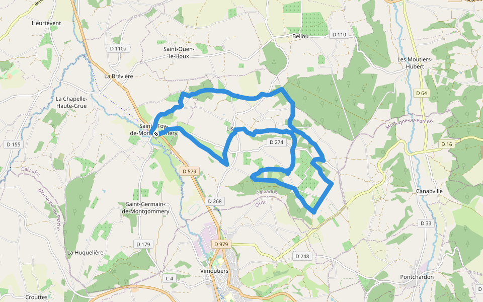 Sur les Terres de Montgommery walking route map in Val-de-Vie
