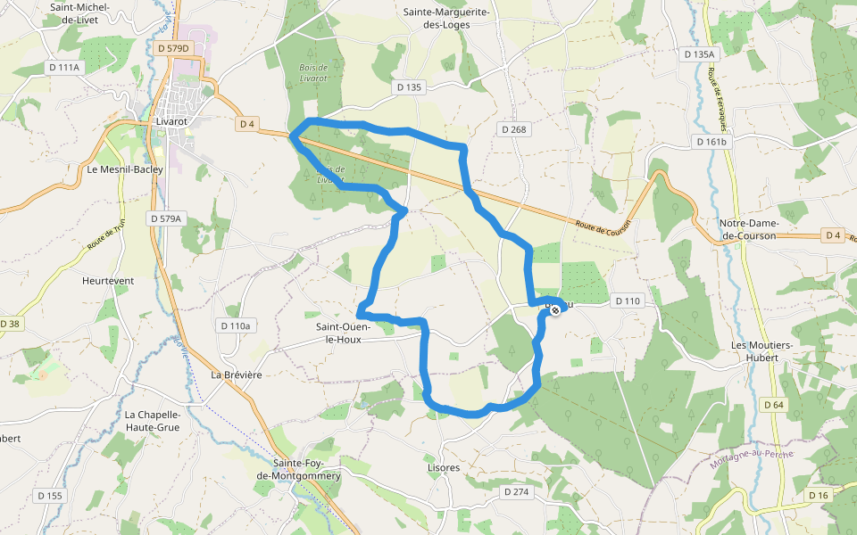 Au Pays du Cheval walking route map in Livarot-Pays-d'Auge