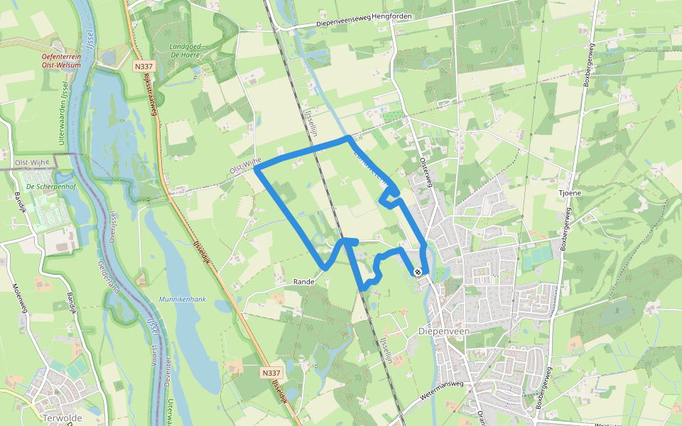 WNW Salland - Diepenveen - groene route walking route map in Diepenveen