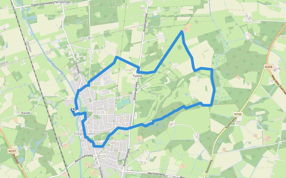WNW Salland - Diepenveenl - paarse route walking route map in Diepenveen