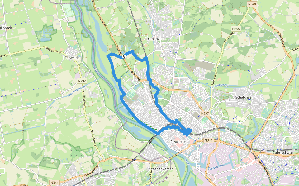 WNW Salland - Deventer/Nieuw Rande - paarse route walking route map in Diepenveen