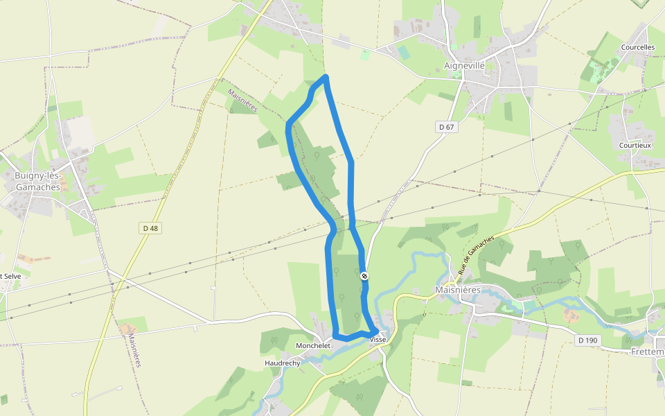 Le Moulin de Visse walking route map in Maisnières
