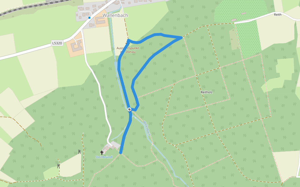Krummnussbaum Route 1 walking route map in Wallenbach