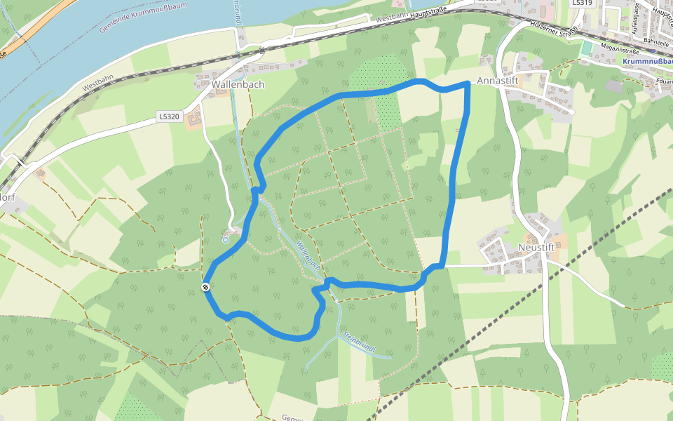 Krummnussbaum Route 2 walking route map in Krummnußbaum