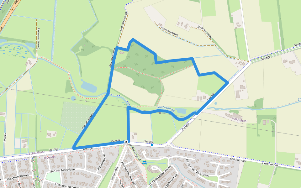 WNW Salland - Oerdijk - rode route walking route map in Schalkhaar