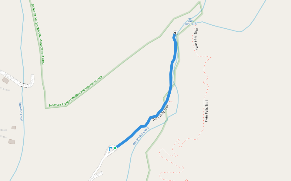 Twin Falls Trail walking route map in Sunset