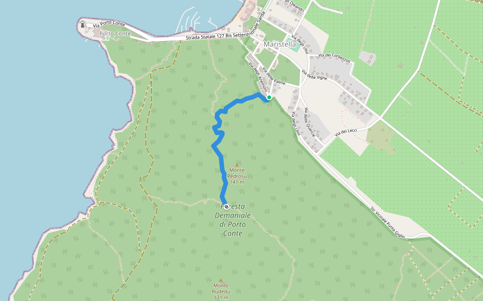 Sentiero rosso walking route map in Maristella