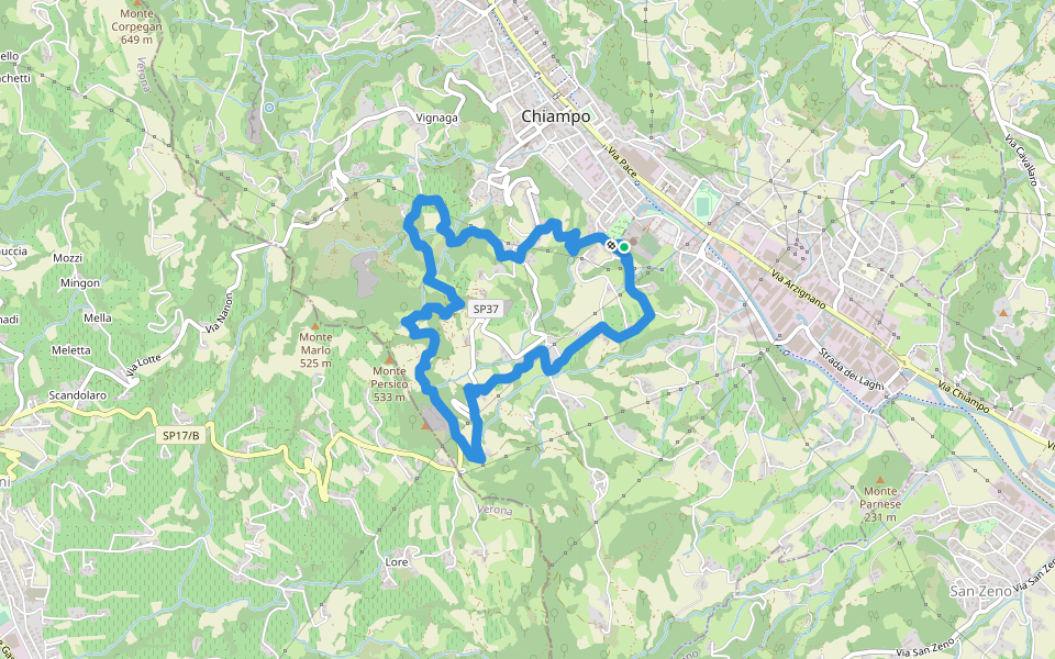 Il Sentiero delle Marogne walking route map in Chiampo