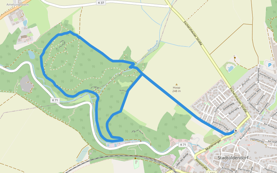 ST2 Durchs Fahrenbachtal zum Klostergut walking route map in Stadtoldendorf