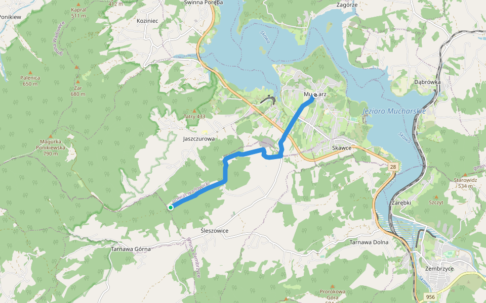 Grota Wierchy - Mucharz walking route map in Jaszczurowa
