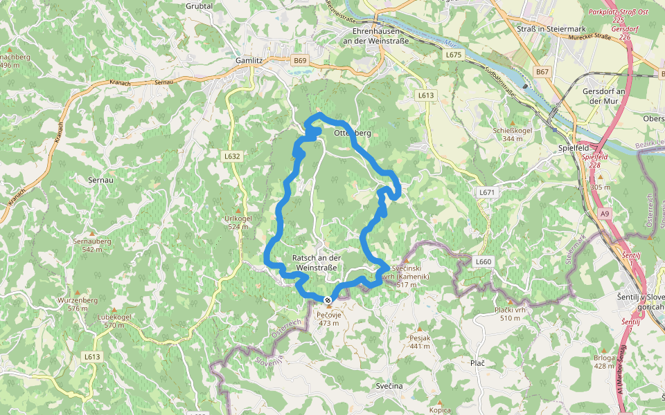 Weinwanderweg Ratsch-Ottenberg walking route map in Špičnik