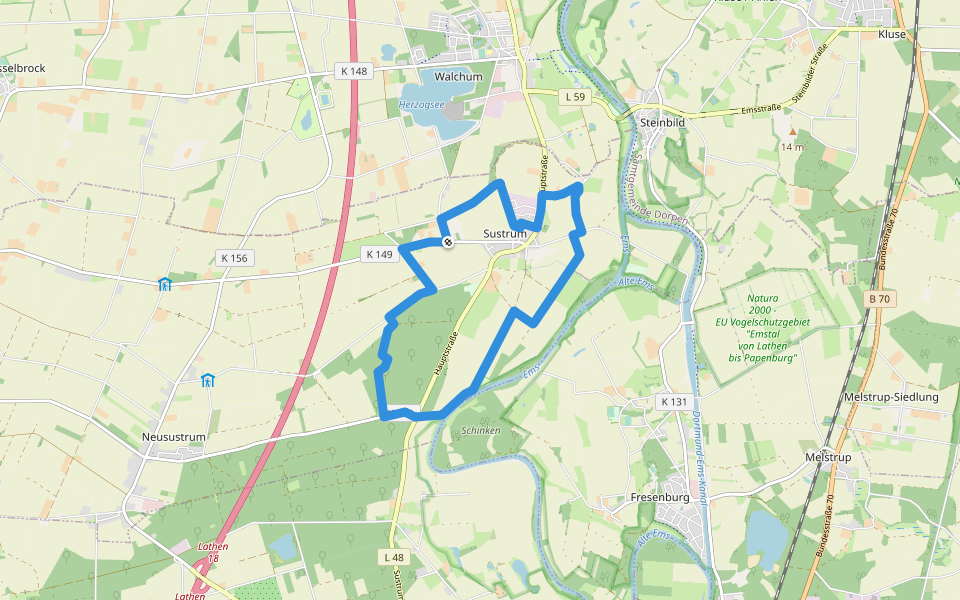 Wanderweg Sustrum Ort walking route map in Sustrum