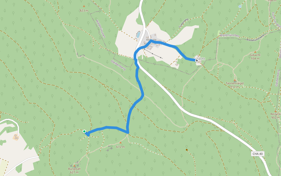 Gl6 »Gibachtweg« (Gleißenberg) walking route map in Gleißenberg