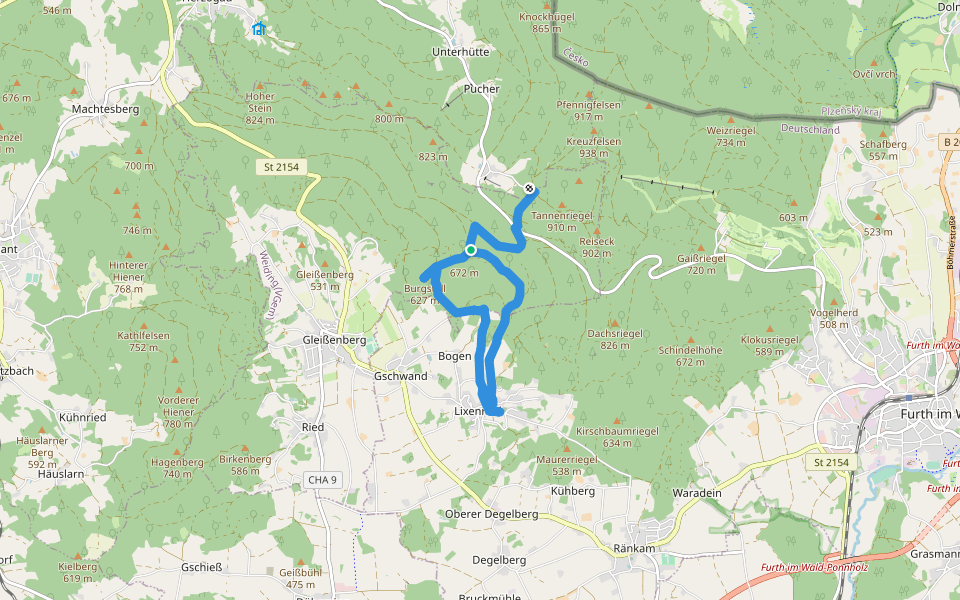Fu21 »Burgstallweg« (Furth im Wald) walking route map in Gleißenberg