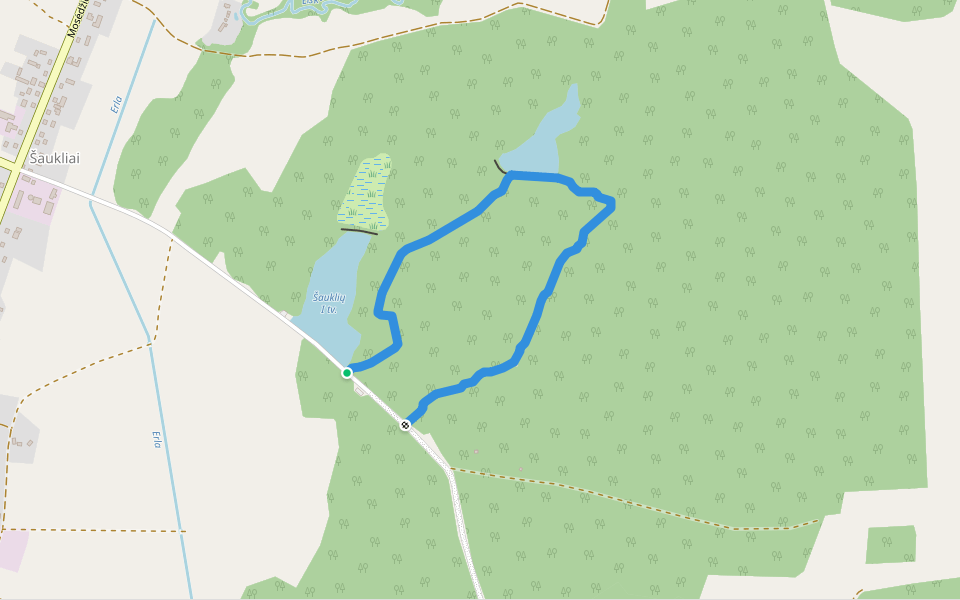 Šauklių riedulynas-kadagynas walking route map in Šaukliai