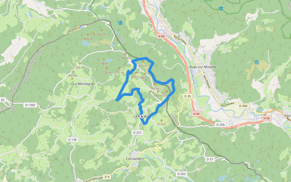 Circuit La Rosière Anneau jaune walking route map in La Rosière