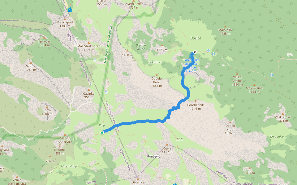 Velike Libinje - Dušice walking route map in Seline