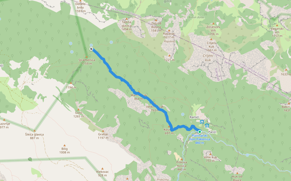 Dom u Velikoj Paklenici - Stražbenica walking route map in Starigrad