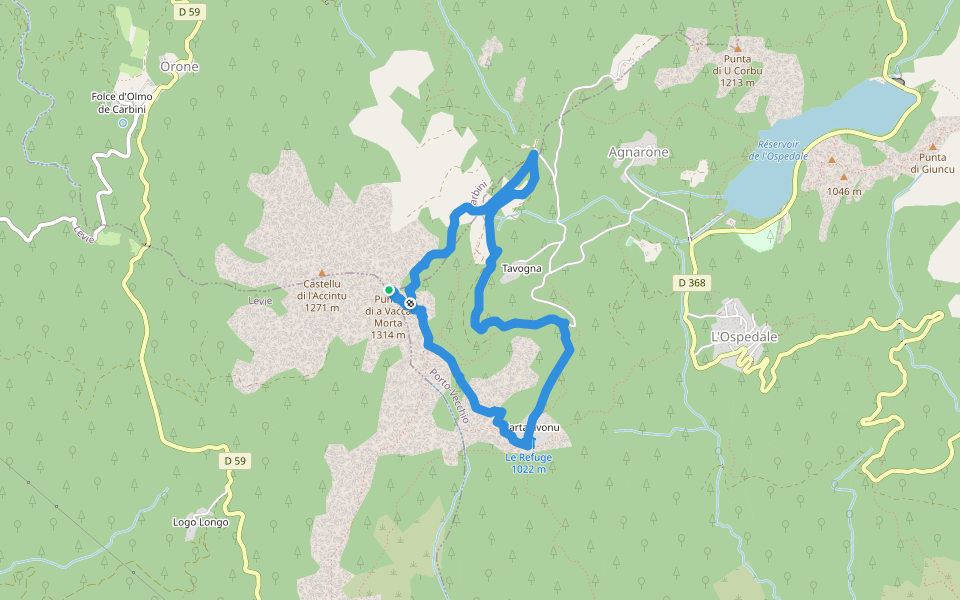 Punta di a Vacca Morta walking route map in Porto-Vecchio