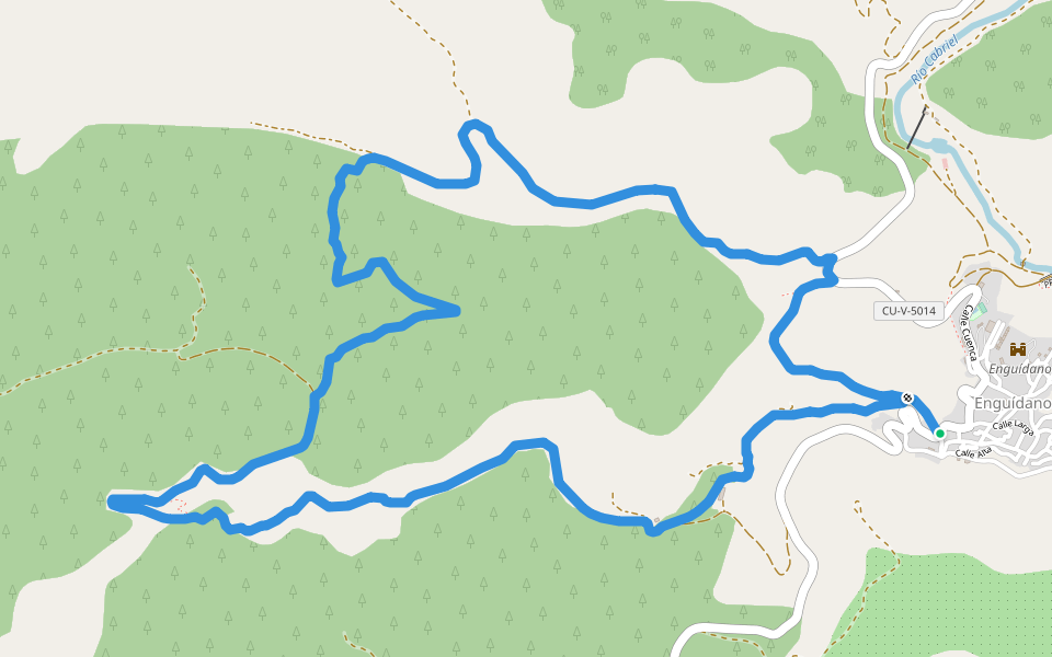 PR-CU 50 Sendero de la Hoz del Agua y Hoz Cerrada walking route map in Enguídanos