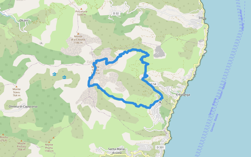 Monte Stello walking route map in Brando