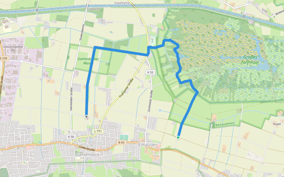 Nikolausweg - Alternativroute "Großes Torfmoor" walking route map in Lübbecke