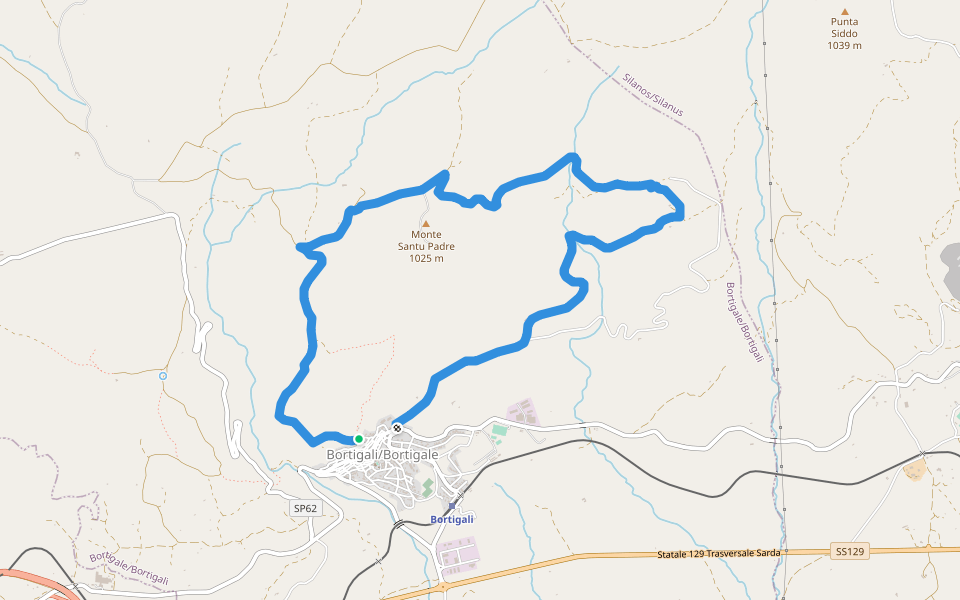 Anello Bortigali - Monte Santu Padre walking route map in Bortigali