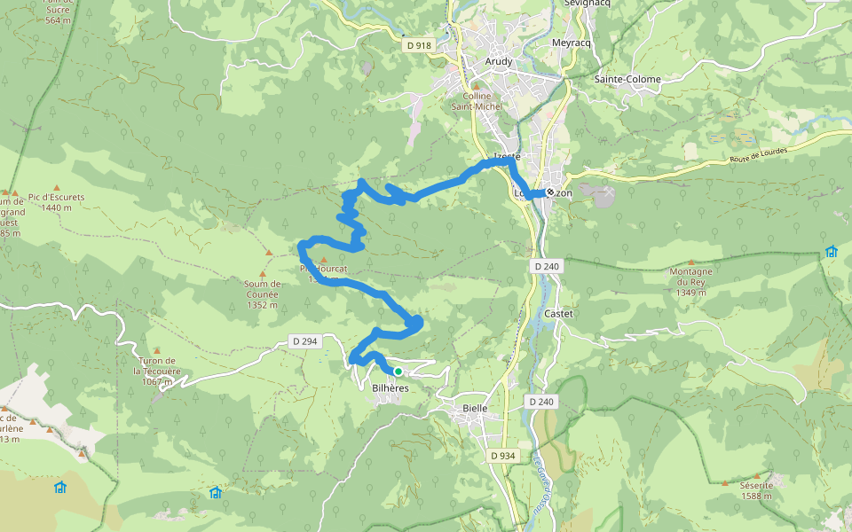 Tour de la Vallée d'Ossau - Étape 3 Bilhères / Louvie-Juzon walking route map in Bilhères