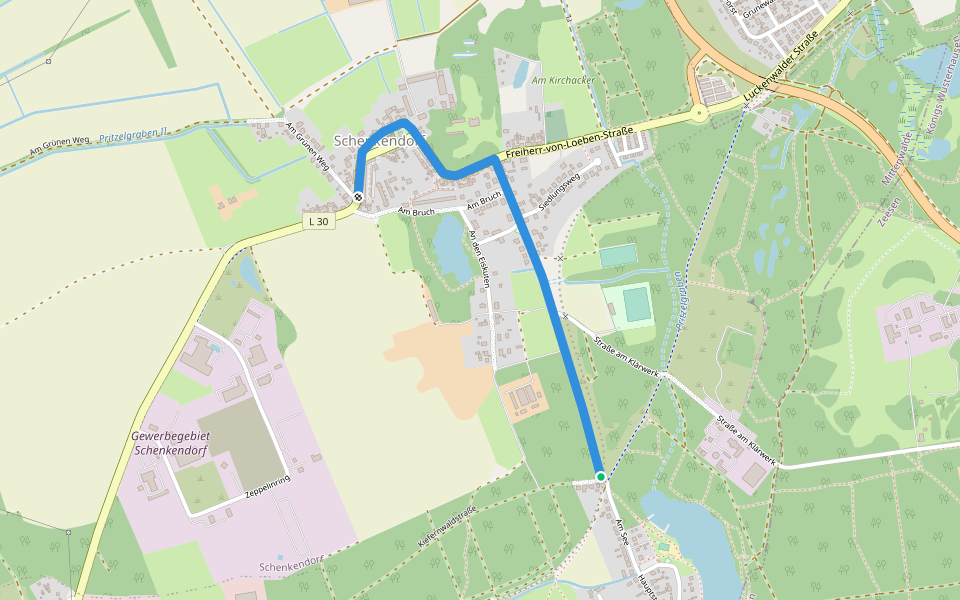 Wanderweg gelbes x walking route map in Mittenwalde