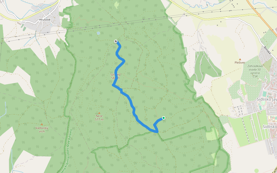 Výstup na Salášky walking route map in Nové Mesto nad Váhom