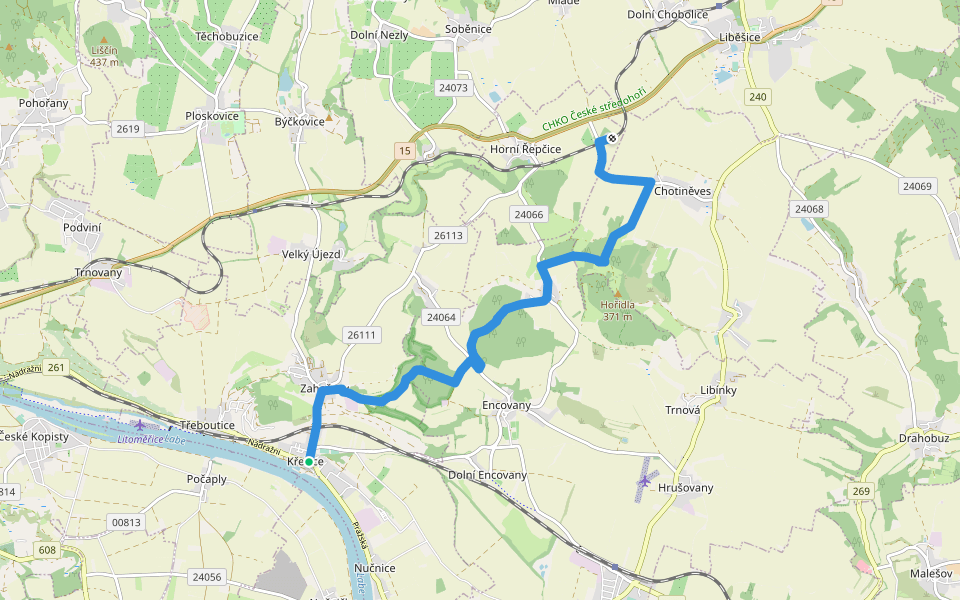 [M] Horní Řepčice - Křešice walking route map in Křešice