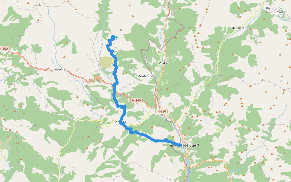 Ruta 3 Valls. Etapa 4: Castanesa => El Pont de Suer walking route map in Castanesa
