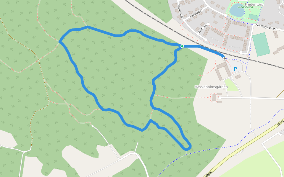 Röda spåret walking route map in Hässleholm