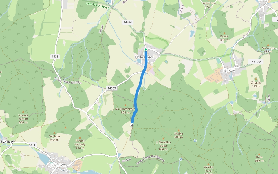 [Ž] Holašovace - U Rubalů walking route map in Jankov