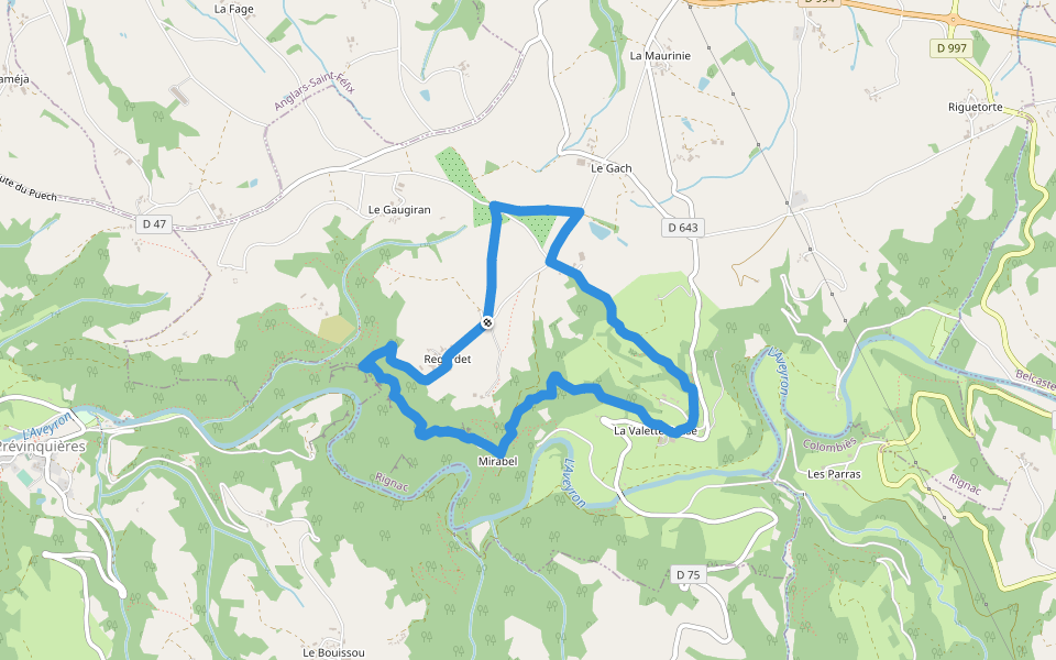 Sentier Ethno-Botanique en Ségala walking route map in Rignac