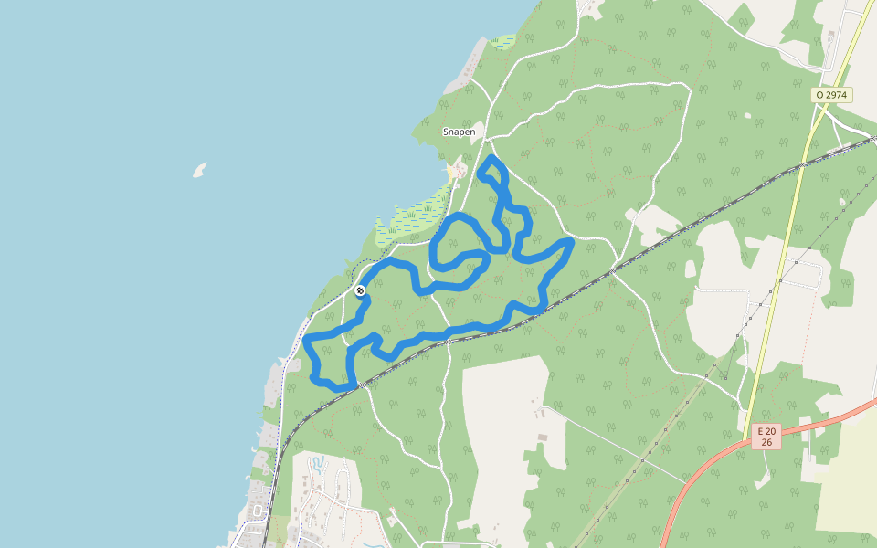Snapenskogen 6.4 km walking route map in Mariestad