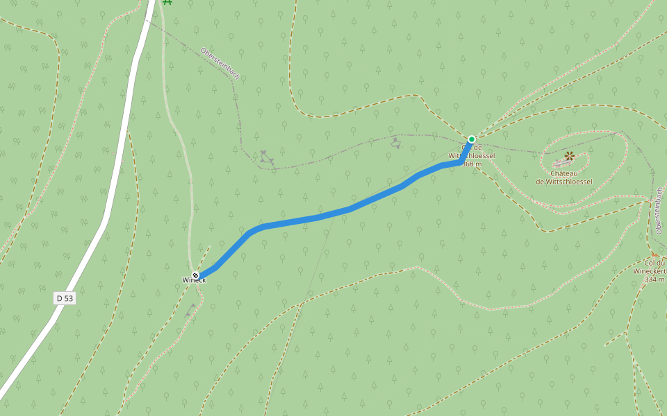 Col de Wittschloessel - Col de Wineck walking route map in Obersteinbach