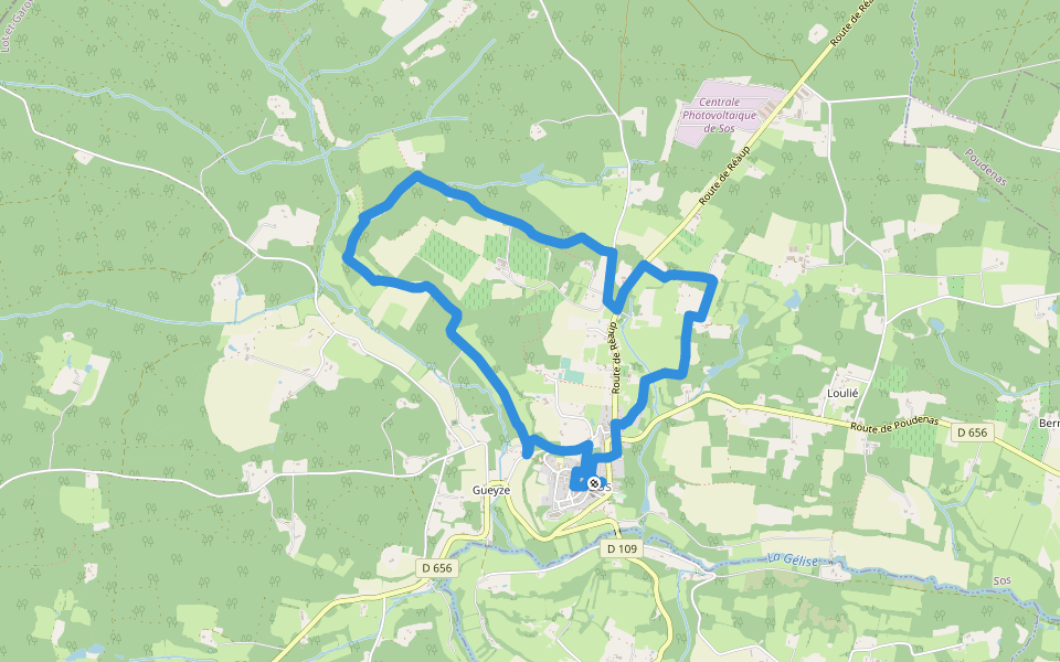 Sos, la promenade de Campet 7.9 km walking route map in Sos