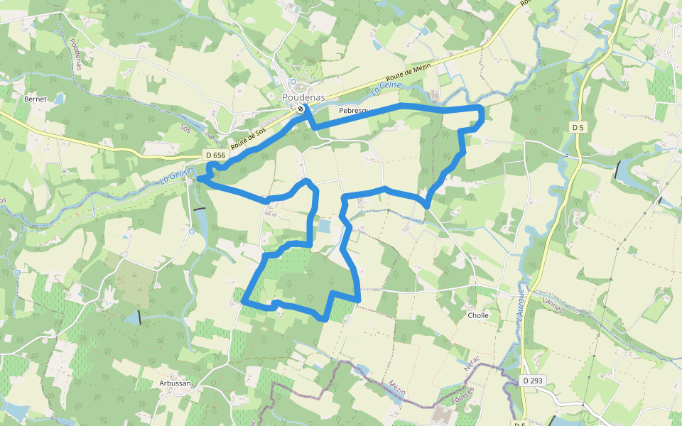 Poudenas, une ambiance de Toscane 10.8 km walking route map in Poudenas