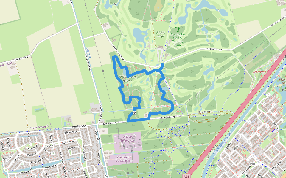 Arboretum Assen walking route map in Zeijerveen