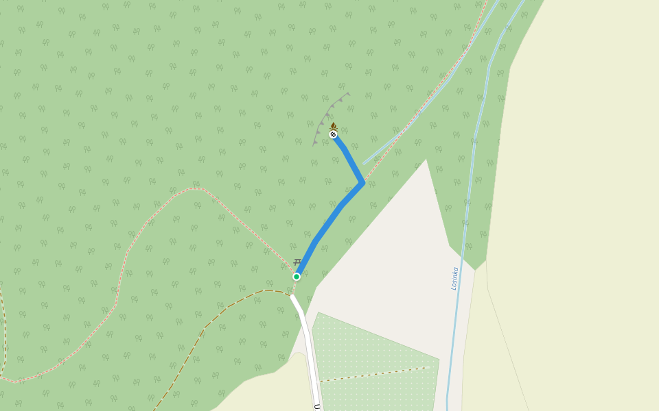 Skalní kčma - odbočka walking route map in Rapotín