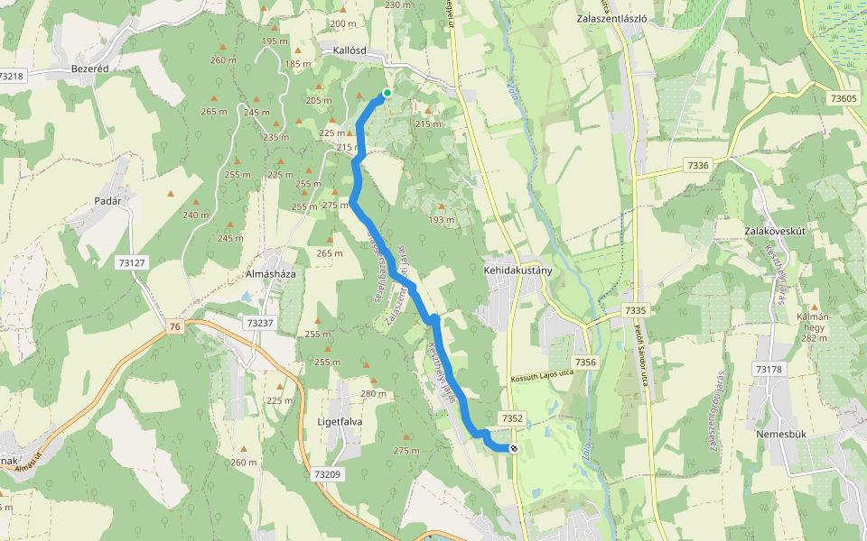 Mackó út walking route map in Kallósd