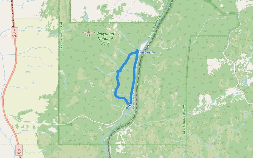 Kingfisher Trail walking route map in Walyunga National Park