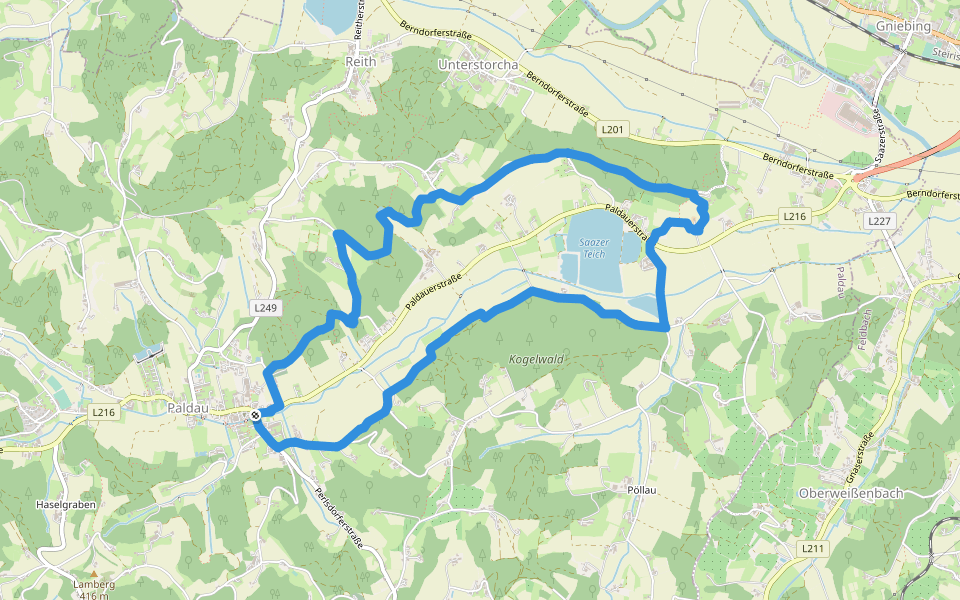 Paldauer Höhepunkte walking route map in Paldau