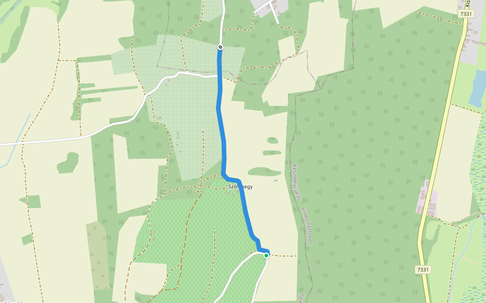S+ (Kemence, templom) walking route map in Zalaszentlászló