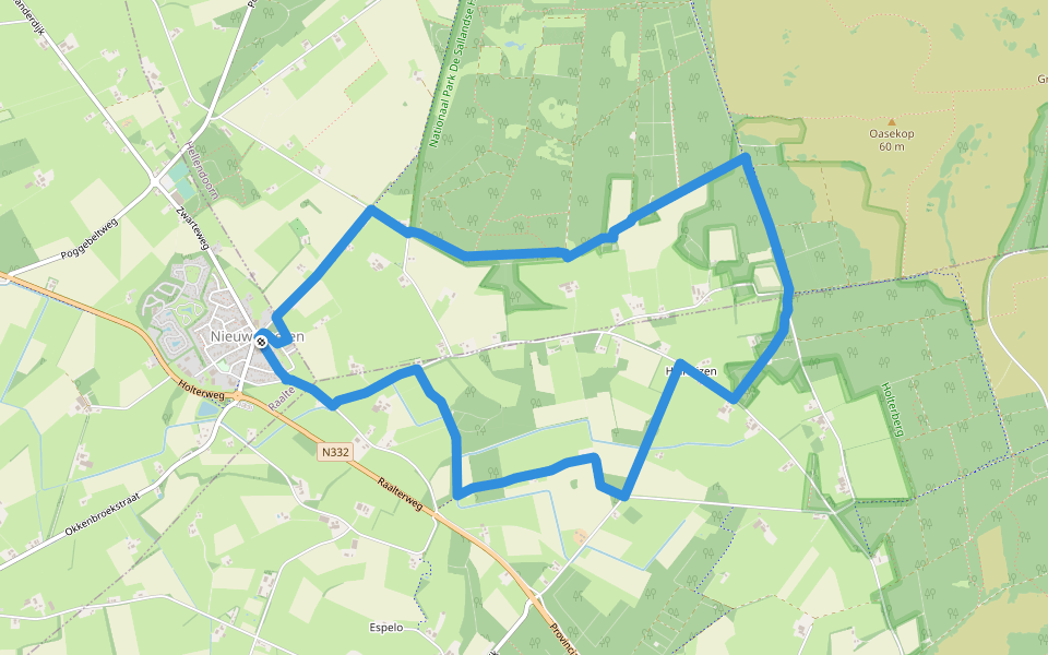 WNW Salland/Twente -Helhuizen/Nieuw-Heeten - groene route walking route map in Nieuw Heeten