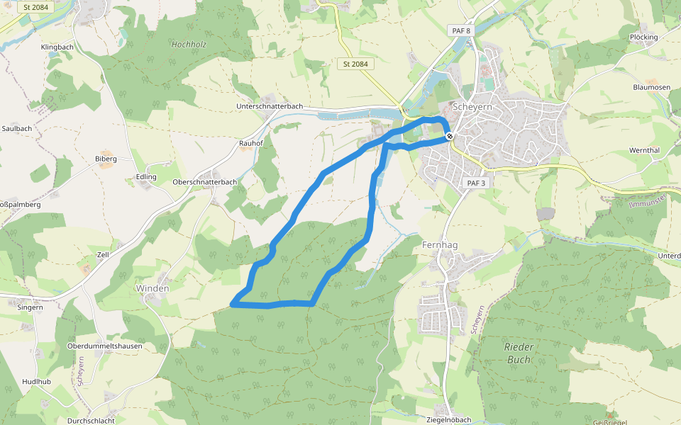 Benediktusweg walking route map in Scheyern